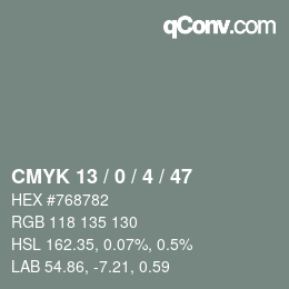 颜色代码: CMYK 13 / 0 / 4 / 47 | qconv.com