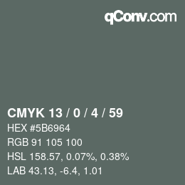 颜色代码: CMYK 13 / 0 / 4 / 59 | qconv.com