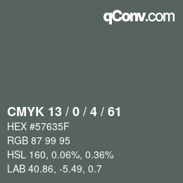 Color code: CMYK 13 / 0 / 4 / 61 | qconv.com