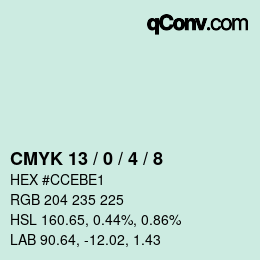 カラーコード: CMYK 13 / 0 / 4 / 8 | qconv.com