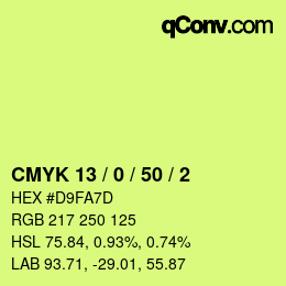 Farbcode: CMYK 13 / 0 / 50 / 2 | qconv.com