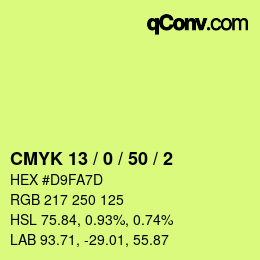 Color code: CMYK 13 / 0 / 50 / 2 | qconv.com