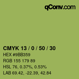 Color code: CMYK 13 / 0 / 50 / 30 | qconv.com