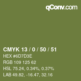 カラーコード: CMYK 13 / 0 / 50 / 51 | qconv.com