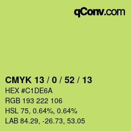 Farbcode: CMYK 13 / 0 / 52 / 13 | qconv.com