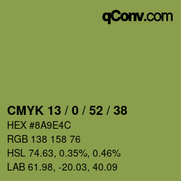 颜色代码: CMYK 13 / 0 / 52 / 38 | qconv.com