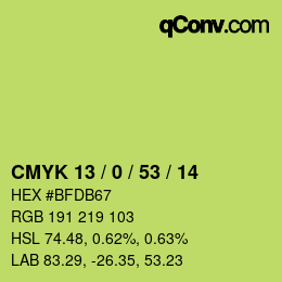 Farbcode: CMYK 13 / 0 / 53 / 14 | qconv.com