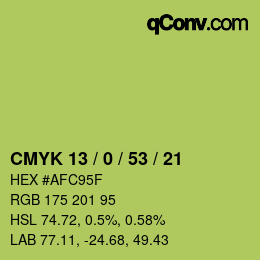 カラーコード: CMYK 13 / 0 / 53 / 21 | qconv.com