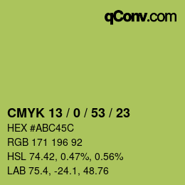 カラーコード: CMYK 13 / 0 / 53 / 23 | qconv.com