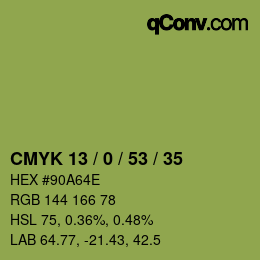 Color code: CMYK 13 / 0 / 53 / 35 | qconv.com