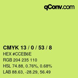 カラーコード: CMYK 13 / 0 / 53 / 8 | qconv.com