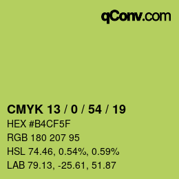 Color code: CMYK 13 / 0 / 54 / 19 | qconv.com