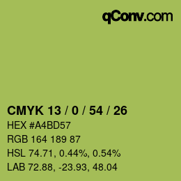 カラーコード: CMYK 13 / 0 / 54 / 26 | qconv.com