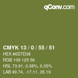 Farbcode: CMYK 13 / 0 / 55 / 51 | qconv.com