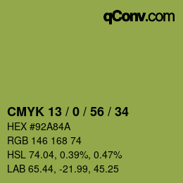 Farbcode: CMYK 13 / 0 / 56 / 34 | qconv.com