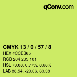 Color code: CMYK 13 / 0 / 57 / 8 | qconv.com