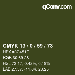 颜色代码: CMYK 13 / 0 / 59 / 73 | qconv.com