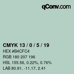 カラーコード: CMYK 13 / 0 / 5 / 19 | qconv.com