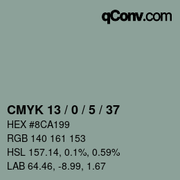 颜色代码: CMYK 13 / 0 / 5 / 37 | qconv.com