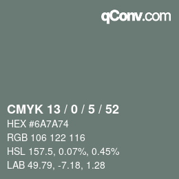 Color code: CMYK 13 / 0 / 5 / 52 | qconv.com