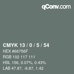 カラーコード: CMYK 13 / 0 / 5 / 54 | qconv.com