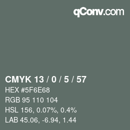 カラーコード: CMYK 13 / 0 / 5 / 57 | qconv.com