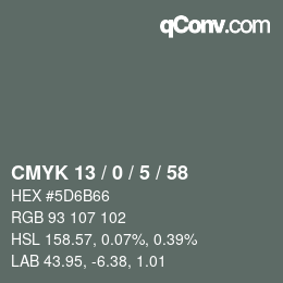 Color code: CMYK 13 / 0 / 5 / 58 | qconv.com