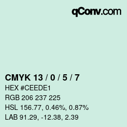 カラーコード: CMYK 13 / 0 / 5 / 7 | qconv.com