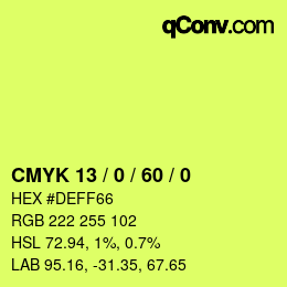 Color code: CMYK 13 / 0 / 60 / 0 | qconv.com