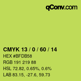 颜色代码: CMYK 13 / 0 / 60 / 14 | qconv.com