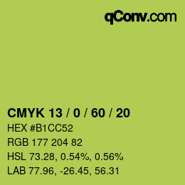 Color code: CMYK 13 / 0 / 60 / 20 | qconv.com