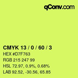 Color code: CMYK 13 / 0 / 60 / 3 | qconv.com