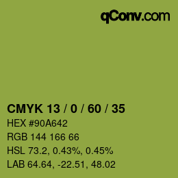 Farbcode: CMYK 13 / 0 / 60 / 35 | qconv.com