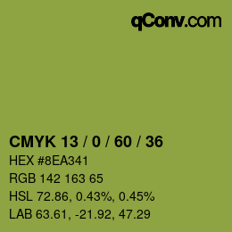 颜色代码: CMYK 13 / 0 / 60 / 36 | qconv.com