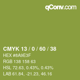 颜色代码: CMYK 13 / 0 / 60 / 38 | qconv.com