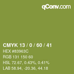 颜色代码: CMYK 13 / 0 / 60 / 41 | qconv.com