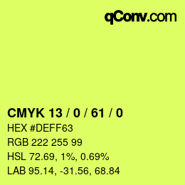 颜色代码: CMYK 13 / 0 / 61 / 0 | qconv.com