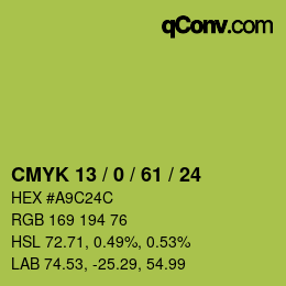 Color code: CMYK 13 / 0 / 61 / 24 | qconv.com