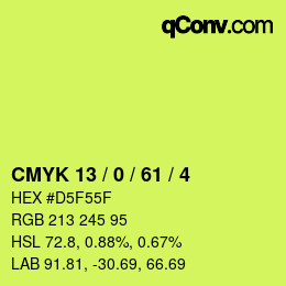 颜色代码: CMYK 13 / 0 / 61 / 4 | qconv.com