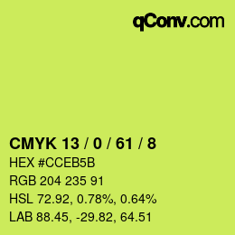 Color code: CMYK 13 / 0 / 61 / 8 | qconv.com