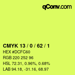 カラーコード: CMYK 13 / 0 / 62 / 1 | qconv.com
