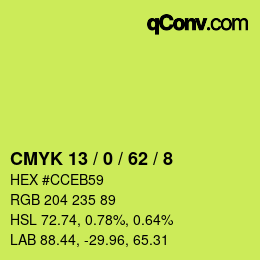 Color code: CMYK 13 / 0 / 62 / 8 | qconv.com