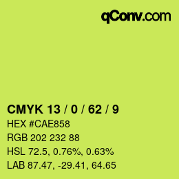 カラーコード: CMYK 13 / 0 / 62 / 9 | qconv.com