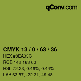 Color code: CMYK 13 / 0 / 63 / 36 | qconv.com