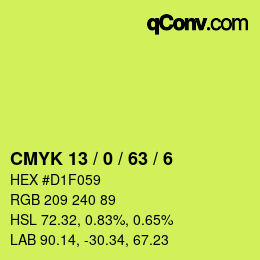 Color code: CMYK 13 / 0 / 63 / 6 | qconv.com