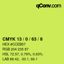 カラーコード: CMYK 13 / 0 / 63 / 8 | qconv.com