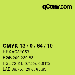颜色代码: CMYK 13 / 0 / 64 / 10 | qconv.com
