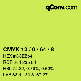 Color code: CMYK 13 / 0 / 64 / 8 | qconv.com