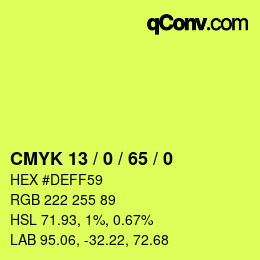 颜色代码: CMYK 13 / 0 / 65 / 0 | qconv.com