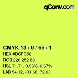 カラーコード: CMYK 13 / 0 / 65 / 1 | qconv.com